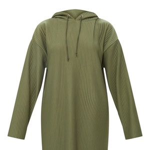 Khaki ribbed hoodie sweater